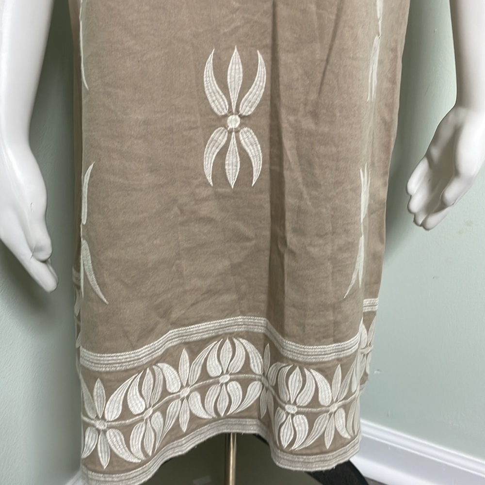 Zara Embroidered Tan Mini Dress XL - Picture 9 of 13